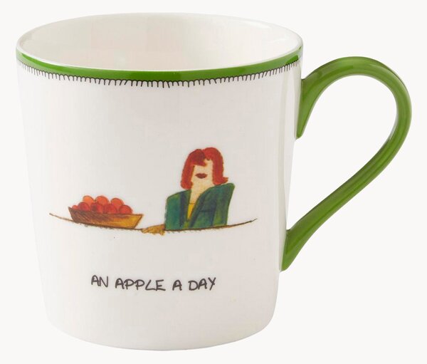 Hrnček z jemného kostného porcelánu Doodles Apple a Day