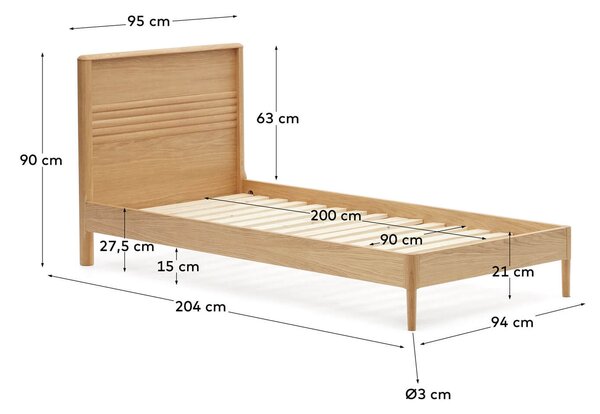 MUZZA Posteľ nelon 90 x 200 cm prírodný