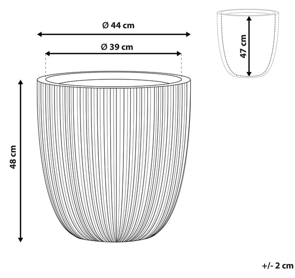 Kvetináč sivý polyresin 48 x ø 44 cm vysoký moderný minimalistický izbový vonkajší črepník