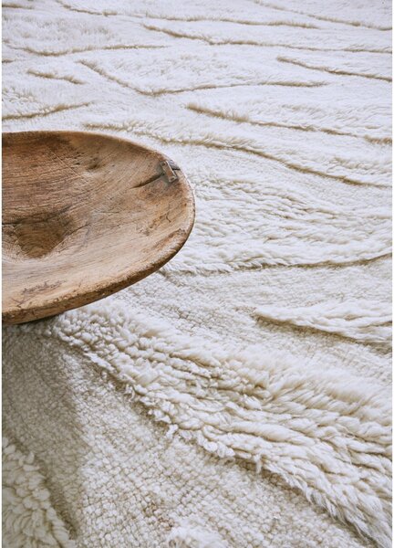Biely prateľný ručne tkaný vlnený behúň 70x200 cm Enkang Ivory – Lorena Canals