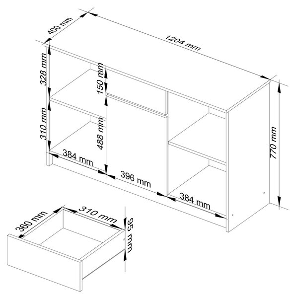 Ak furniture Komoda B-17 120 cm dub sonoma