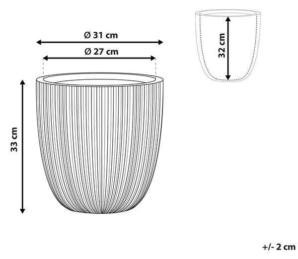 Kvetináč sivý polyresin 33 x ø 31 cm vysoký moderný minimalistický izbový vonkajší črepník