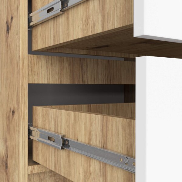 Ak furniture Komoda Kuba 60 cm - 4 zásuvky dub artisan/biela