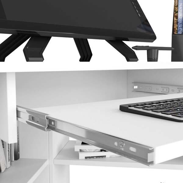 Ak furniture Rohový písací stôl Ted biely