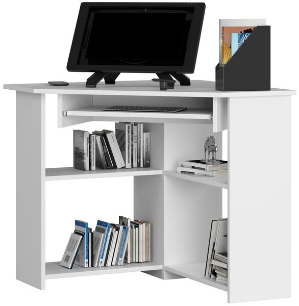 Ak furniture Rohový písací stôl Ted biely