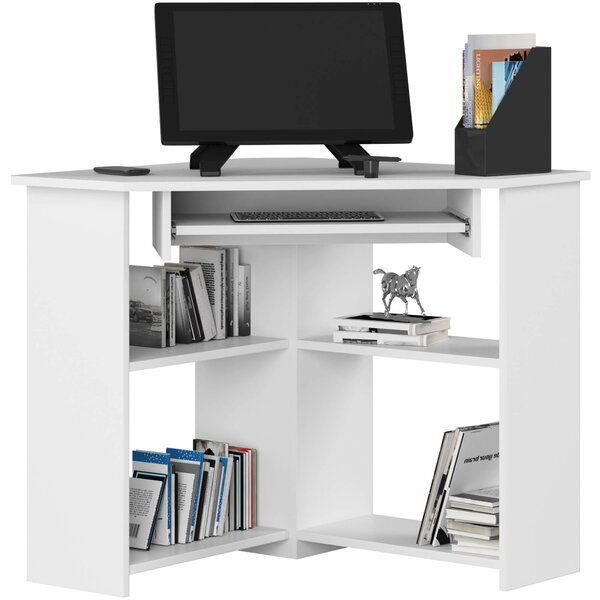 Ak furniture Rohový písací stôl Ted biely