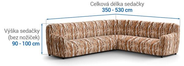 Bielastické poťahy OCEANO NOVÉ tehlové rohová sedačka (š. 350 - 530 cm)