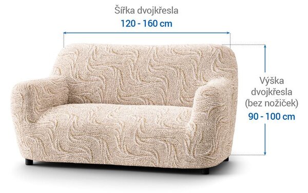 Bielastické poťahy BRILLANTE béžové dvojkreslo (š. 120 - 160 cm)