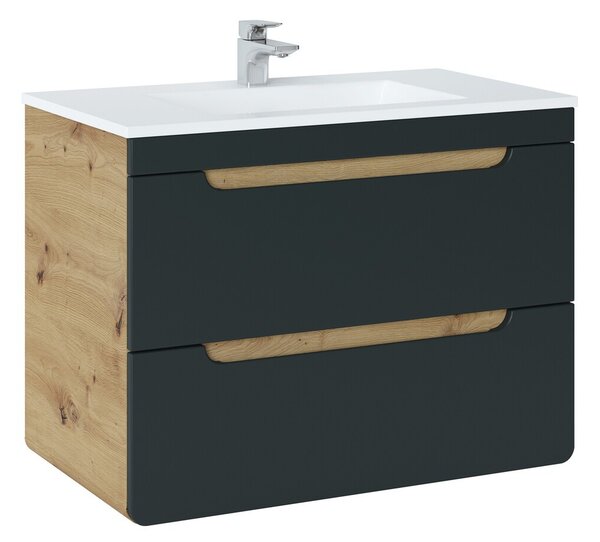Comad Umývadlová skrinka Aruba 821 2S dub craft zlatý/čierny mat