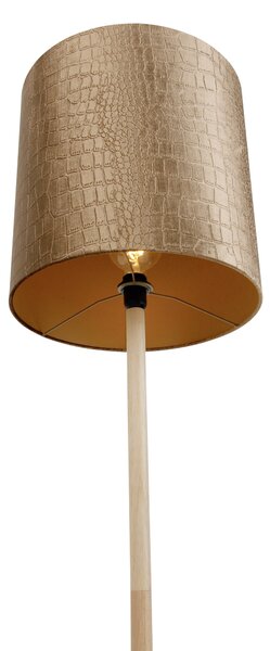 Drevená stojaca lampa so zamatovým tienidlom s krokodílím vzorom 40 cm - Mels