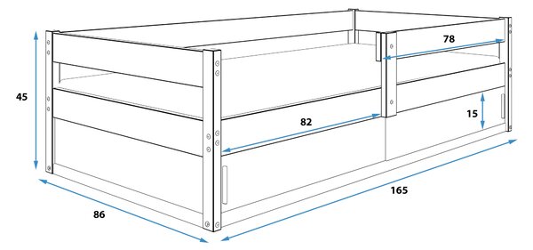 Posteľ HUGO 160x80cm - Biela (Posuvné dvierka BIELE)