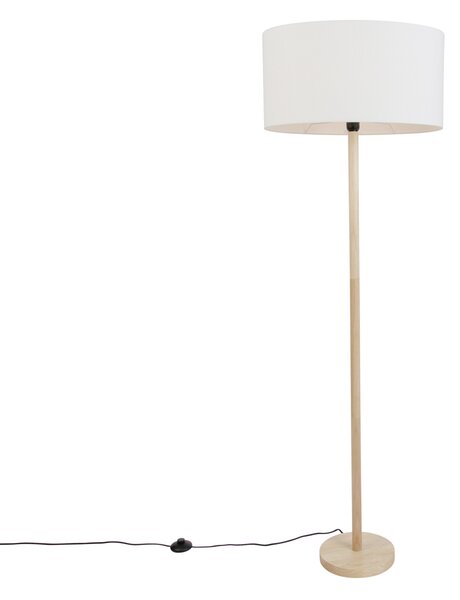 Drevená stojaca lampa s oválnym ľanovým tienidlom biela 50cm - Mels