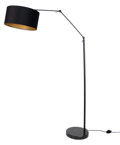 Nastaviteľná čierna stojaca lampa s čiernym tienidlom a zlatým interiérom 50 cm - Editor