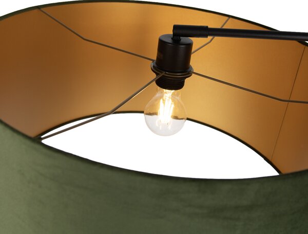 Stojacia lampa čierna nastaviteľná so zeleným tienidlom a zlatým interiérom 50cm - Editor