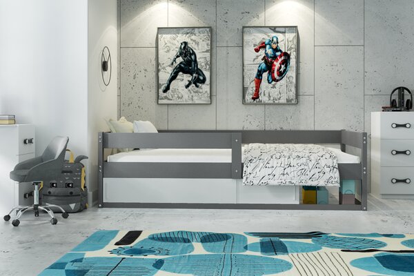 Posteľ HUGO 160x80cm - Grafitová (Posuvné dvierka BIELE)
