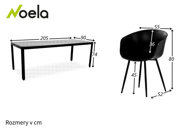 Noela Záhradný jedálenský set Milano + 8x stolička Rikke