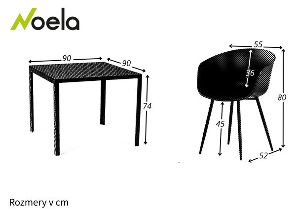 Noela Záhradný jedálenský set Viking M + 4x stolička Rikke