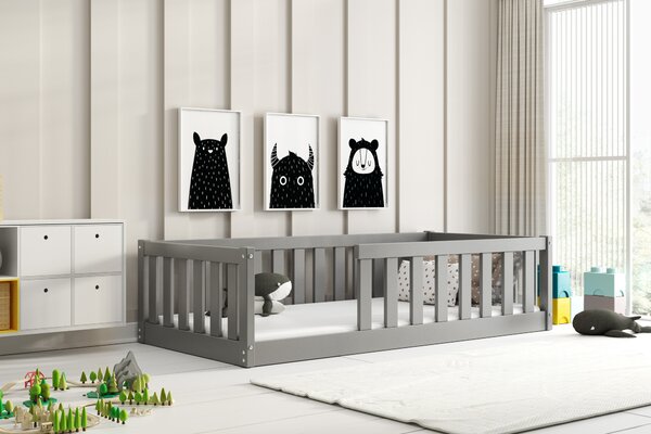 HRUŠKA Detská posteľ BELLA SIMA 160x80 Montessori z masívu – grafitová