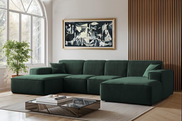 ROHOVÁ SEDAČKA LUCAS U 344 X 165 cm SALVADOR 7 TMAVOZELENÁ
