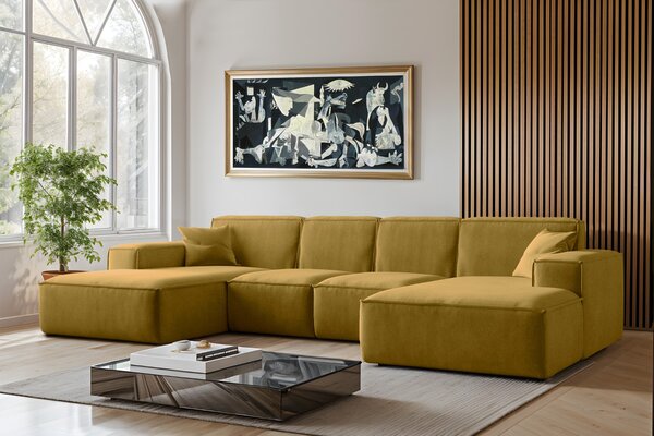 ROHOVÁ SEDAČKA LUCAS U 344 X 165 cm SALVADOR 9 ŽLTÁ
