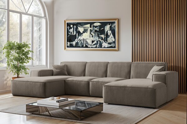 ROHOVÁ SEDAČKA LUCAS U 344 X 165 cm SALVADOR 3 HNEDÁ