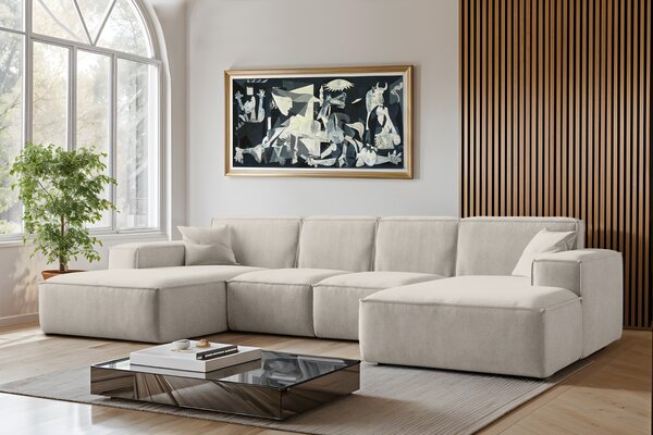ROHOVÁ SEDAČKA LUCAS U 344 X 165 cm SALVADOR 1 BÉŽOVÁ