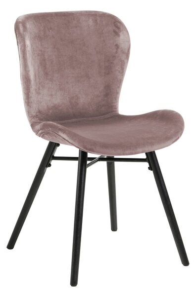 Stolička BALTEA zamat tlmená ružová / nohy čierne - moderná do obývacej izby / jedálne