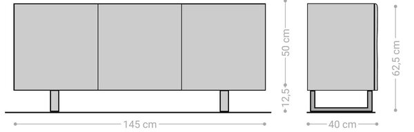 DELIFE Komoda New Live-Edge 145 cm akácia prírodná 3 dvierka kovová podstava čierna