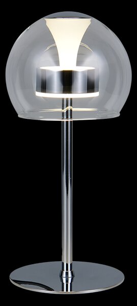 Trio T531610106 LED stolná lampička FLYNT | 8W integrovaný LED zdroj | 1x880lm | 2300+3000+4000K | vypínač | stmievač | chróm | číra