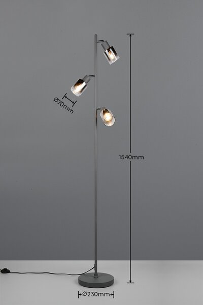 Trio TR41783042 stojacia lampa CADIZ | 10W E14 | vypínač | čierna