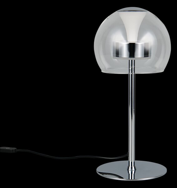 Trio T531610106 LED stolná lampička FLYNT | 8W integrovaný LED zdroj | 1x880lm | 2300+3000+4000K | vypínač | stmievač | chróm | číra