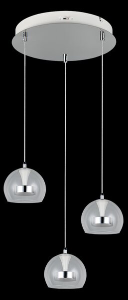 Trio T331630306 LED závesné stropné svietidlo FLYNT | 8W integrovaný LED zdroj | 3x880lm | 2300+3000+4000K | na lanku | Trio - SwitchDimmer | chróm | číra