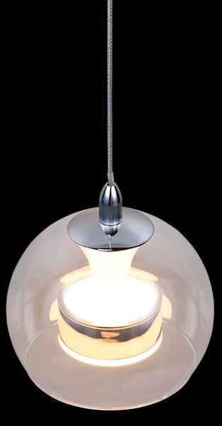 Trio T331610106 LED závesné stropné svietidlo FLYNT | 11W integrovaný LED zdroj | 1x1150lm | 2300+3000+4000K | na lanku | Trio - SwitchDimmer | chróm | číra