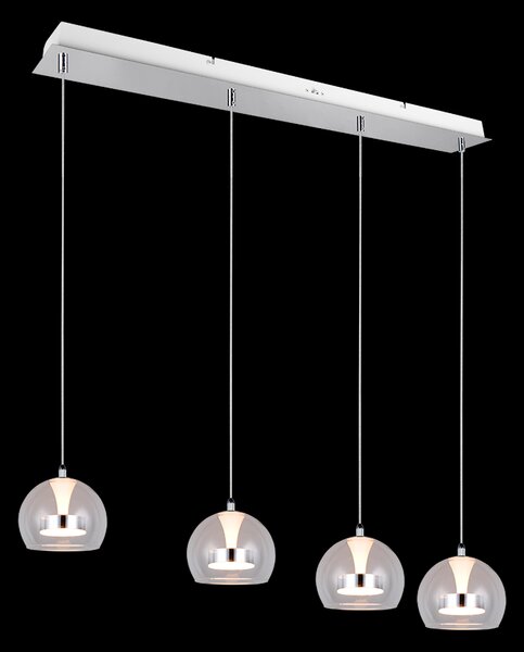 Trio T331610406 LED závesné stropné svietidlo FLYNT | 8W integrovaný LED zdroj | 4x880lm | 2300+3000+4000K | na lanku | Trio - SwitchDimmer | chróm | číra