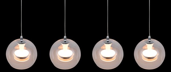 Trio T331610406 LED závesné stropné svietidlo FLYNT | 8W integrovaný LED zdroj | 4x880lm | 2300+3000+4000K | na lanku | Trio - SwitchDimmer | chróm | číra
