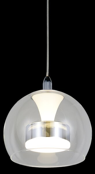 Trio T331610106 LED závesné stropné svietidlo FLYNT | 11W integrovaný LED zdroj | 1x1150lm | 2300+3000+4000K | na lanku | Trio - SwitchDimmer | chróm | číra