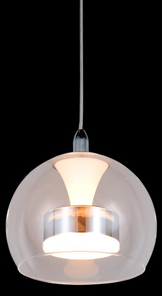 Trio T331610106 LED závesné stropné svietidlo FLYNT | 11W integrovaný LED zdroj | 1x1150lm | 2300+3000+4000K | na lanku | Trio - SwitchDimmer | chróm | číra