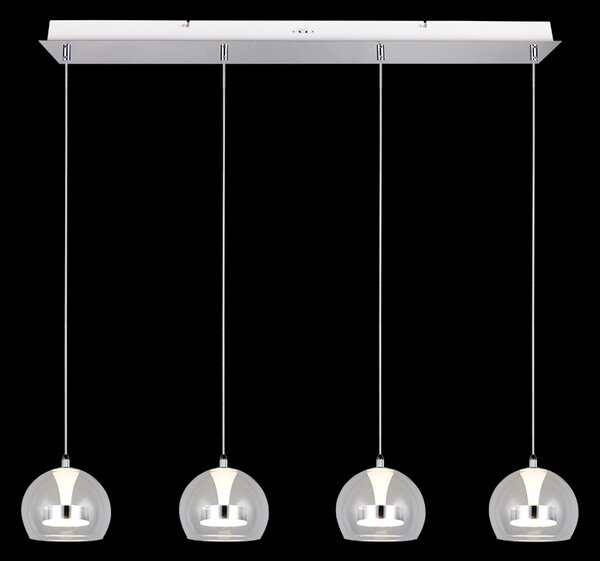 Trio T331610406 LED závesné stropné svietidlo FLYNT | 8W integrovaný LED zdroj | 4x880lm | 2300+3000+4000K | na lanku | Trio - SwitchDimmer | chróm | číra