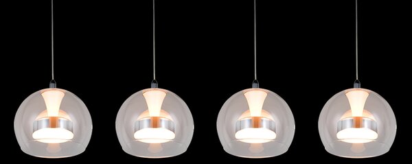 Trio T331610406 LED závesné stropné svietidlo FLYNT | 8W integrovaný LED zdroj | 4x880lm | 2300+3000+4000K | na lanku | Trio - SwitchDimmer | chróm | číra