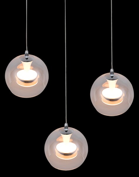 Trio T331630306 LED závesné stropné svietidlo FLYNT | 8W integrovaný LED zdroj | 3x880lm | 2300+3000+4000K | na lanku | Trio - SwitchDimmer | chróm | číra