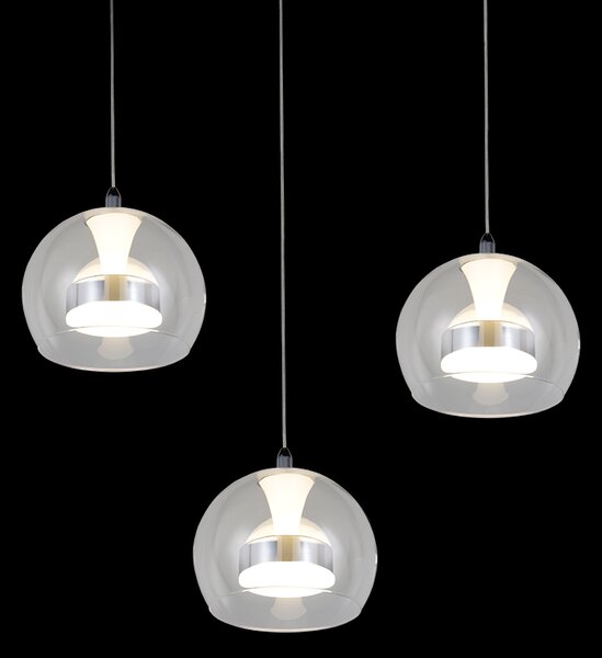Trio T331630306 LED závesné stropné svietidlo FLYNT | 8W integrovaný LED zdroj | 3x880lm | 2300+3000+4000K | na lanku | Trio - SwitchDimmer | chróm | číra