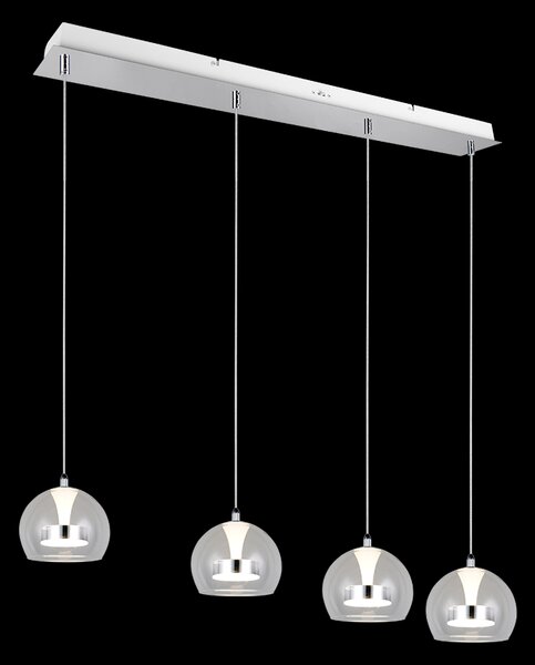 Trio T331610406 LED závesné stropné svietidlo FLYNT | 8W integrovaný LED zdroj | 4x880lm | 2300+3000+4000K | na lanku | Trio - SwitchDimmer | chróm | číra