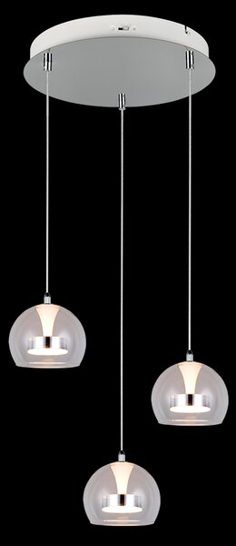 Trio T331630306 LED závesné stropné svietidlo FLYNT | 8W integrovaný LED zdroj | 3x880lm | 2300+3000+4000K | na lanku | Trio - SwitchDimmer | chróm | číra