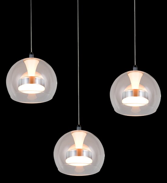 Trio T331630306 LED závesné stropné svietidlo FLYNT | 8W integrovaný LED zdroj | 3x880lm | 2300+3000+4000K | na lanku | Trio - SwitchDimmer | chróm | číra