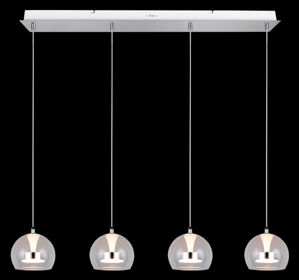 Trio T331610406 LED závesné stropné svietidlo FLYNT | 8W integrovaný LED zdroj | 4x880lm | 2300+3000+4000K | na lanku | Trio - SwitchDimmer | chróm | číra