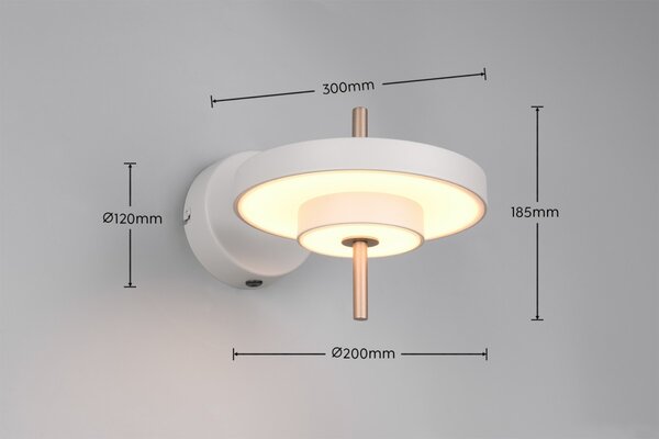 Trio T240270176 LED nástenné svietidlo KEATON | 10W integrovaný LED zdroj | 1x1200lm | 2300+3000+4000K | Trio - SwitchDimmer | sivá