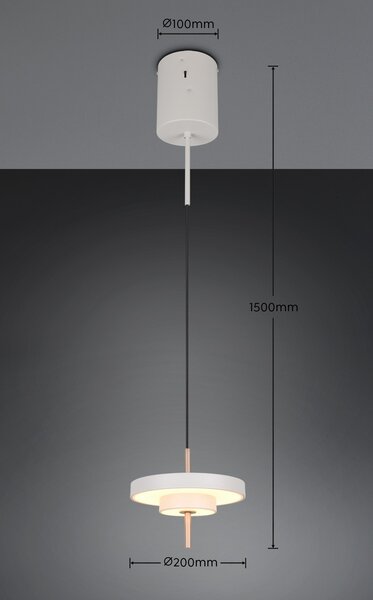 Trio T340210176 LED závesné stropné svietidlo KEATON | 10W integrovaný LED zdroj | 1x1200lm | 2300+3000+4000K | na lanku | Trio - SwitchDimmer | sivá