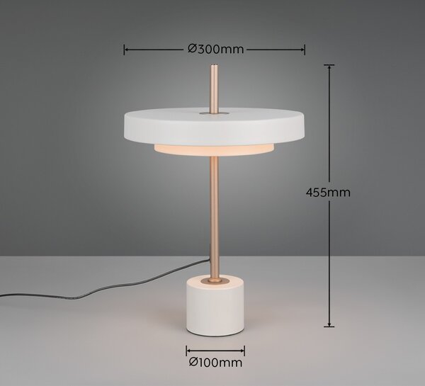 Trio T540210176 LED stolná lampička KEATON | 12W integrovaný LED zdroj | 1x1400lm | 2300+3000+4000K | vypínač | stmievač | sivá