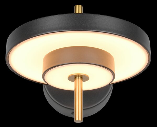 Trio T240270180 LED nástenné svietidlo KEATON | 10W integrovaný LED zdroj | 1x1200lm | 2300+3000+4000K | Trio - SwitchDimmer | čierna | zlatá