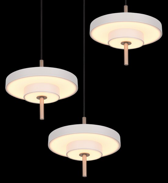 Trio T340230376 LED závesné stropné svietidlo KEATON | 10W integrovaný LED zdroj | 3x1200lm | 2300+3000+4000K | Trio - SwitchDimmer | sivá